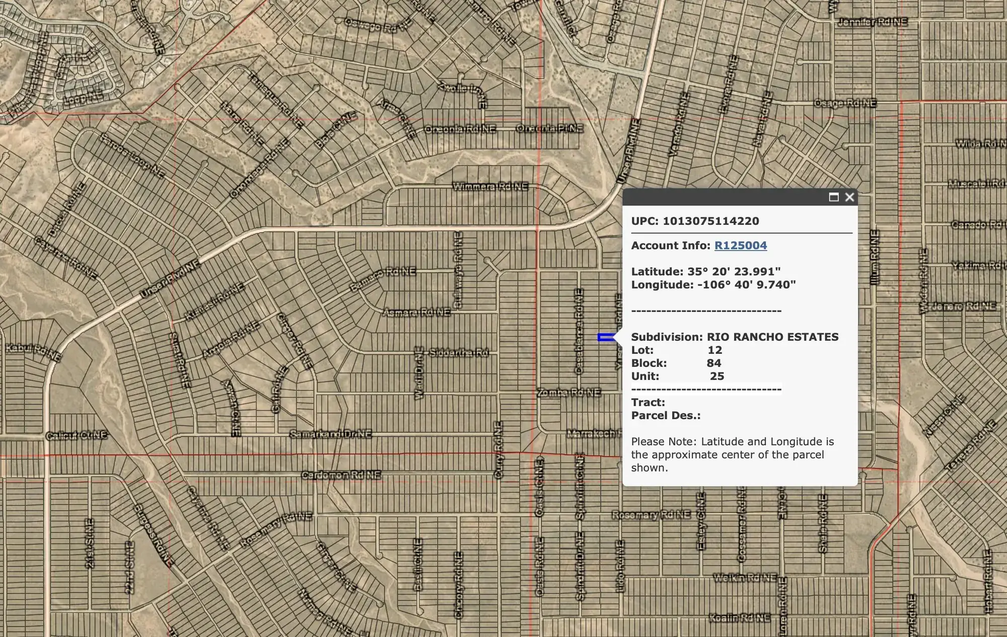 Rio Rancho Estates U25 B84 L12 NE